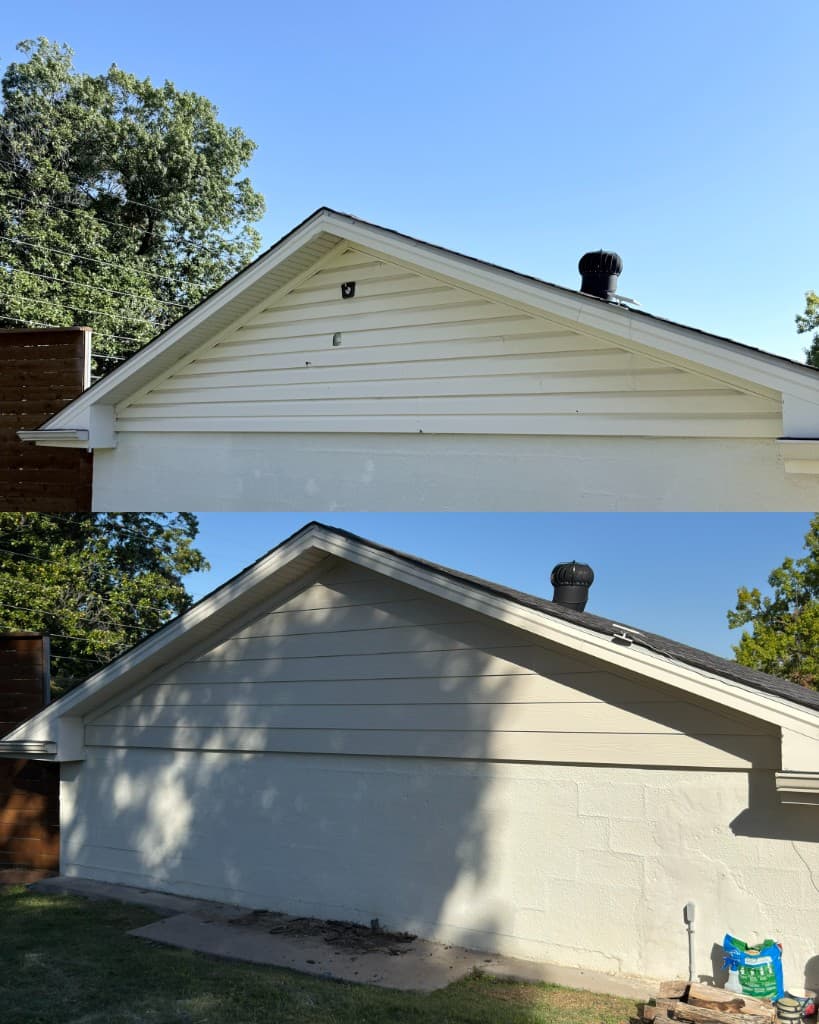 Before and after gable wall system replacement in Dallas