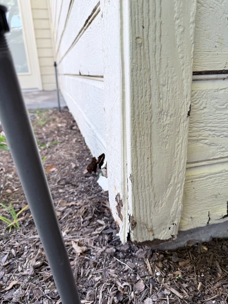 Before trim and wood repair - damaged trim in Dallas